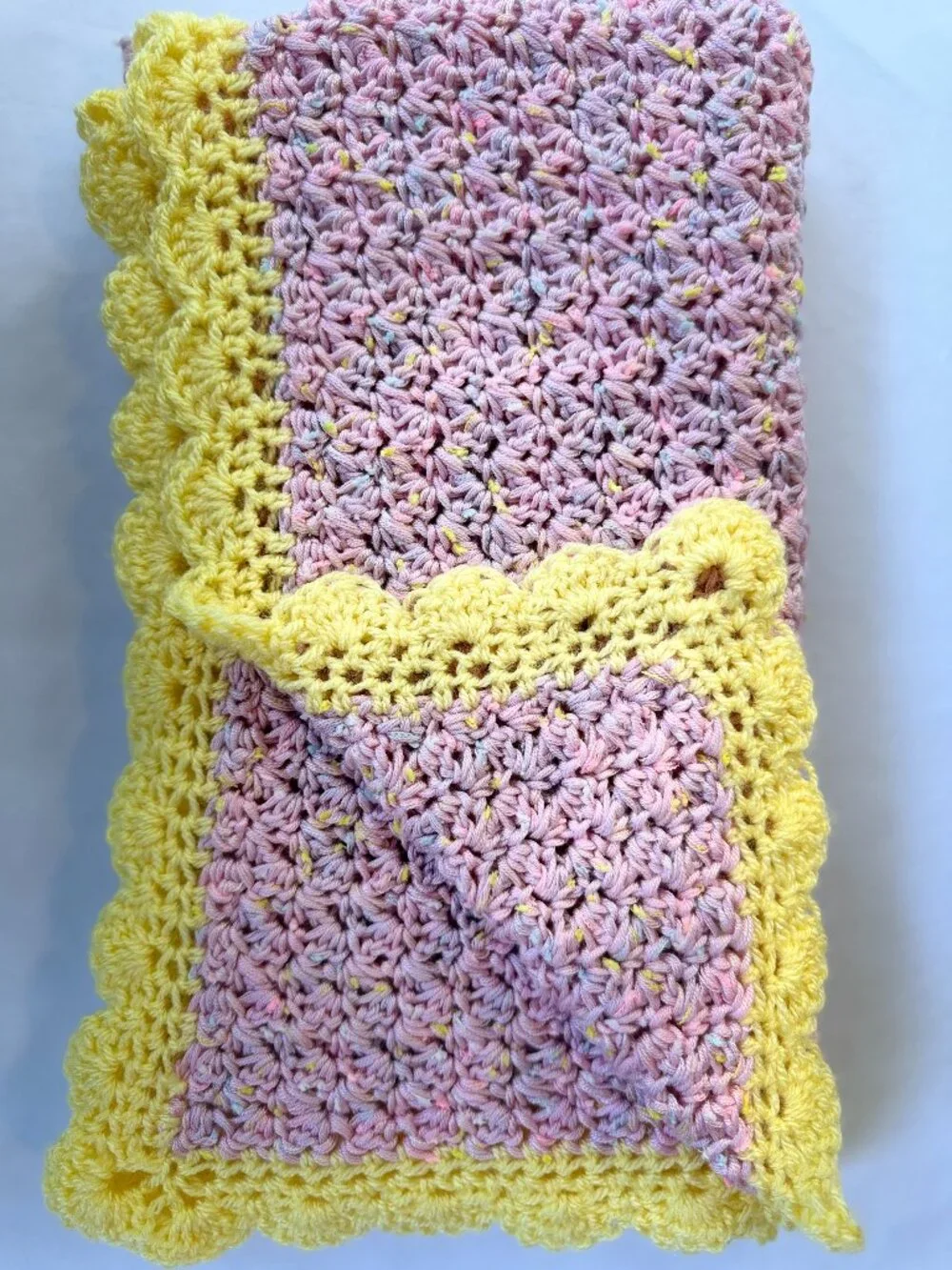 Handmade Crochet Baby Blanket, Soft Heirloom Nursery Gift, Color: Petal Pink